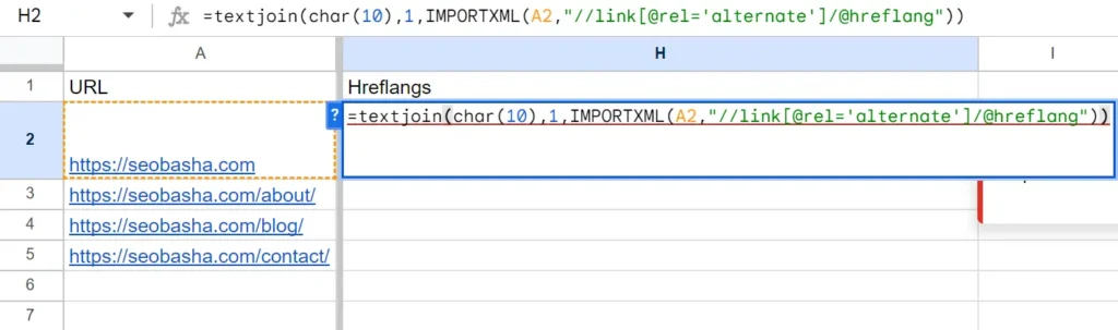 Get Hreflangs Versions Using Google Sheets