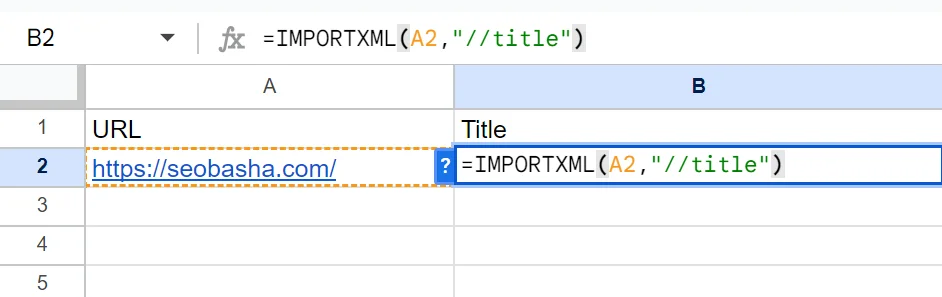 Getting Title Tag Using Google Sheets